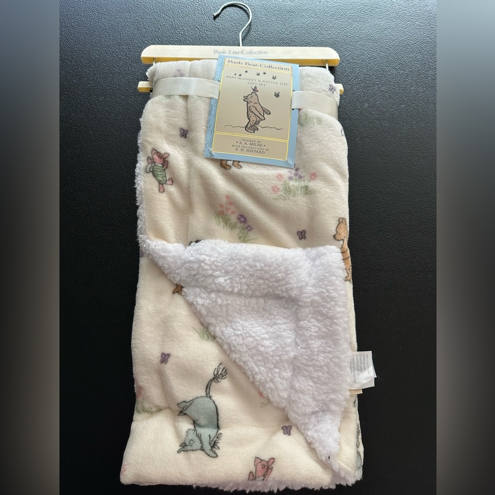 Pooh-Bear-Collectio ~Pooh & Friends Baby Blanket Only ~ Missing Rattle Toy
